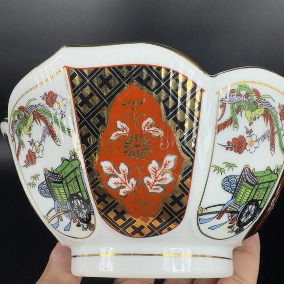 Vintage Imari by Heritage Mint Japanese Bowl Floral Scallop Edge Lotus Dish Bowl - Picture 11 of 14